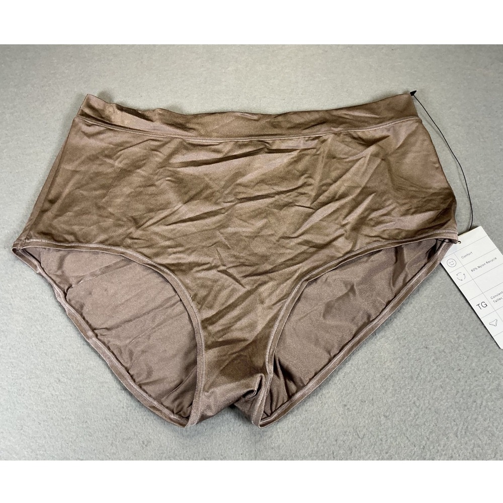 TRUE‎ Eco Shine High Waist Brief Panty XL Taupe Nude Shimmer Seamless NWT